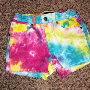 rainbow jean shorts